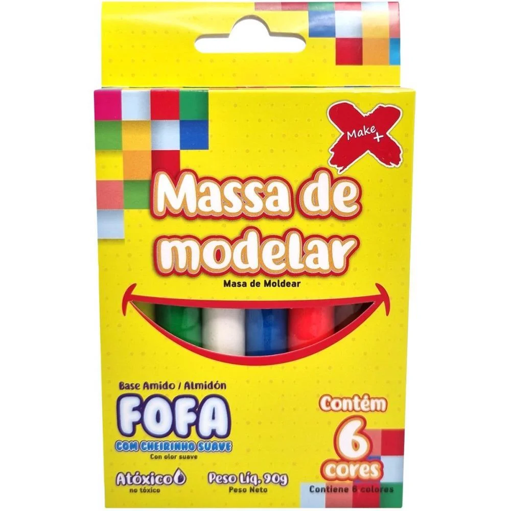 Massa Para Modelar Fofa 06 Cores 90G Make+ Com 6 Unidades
