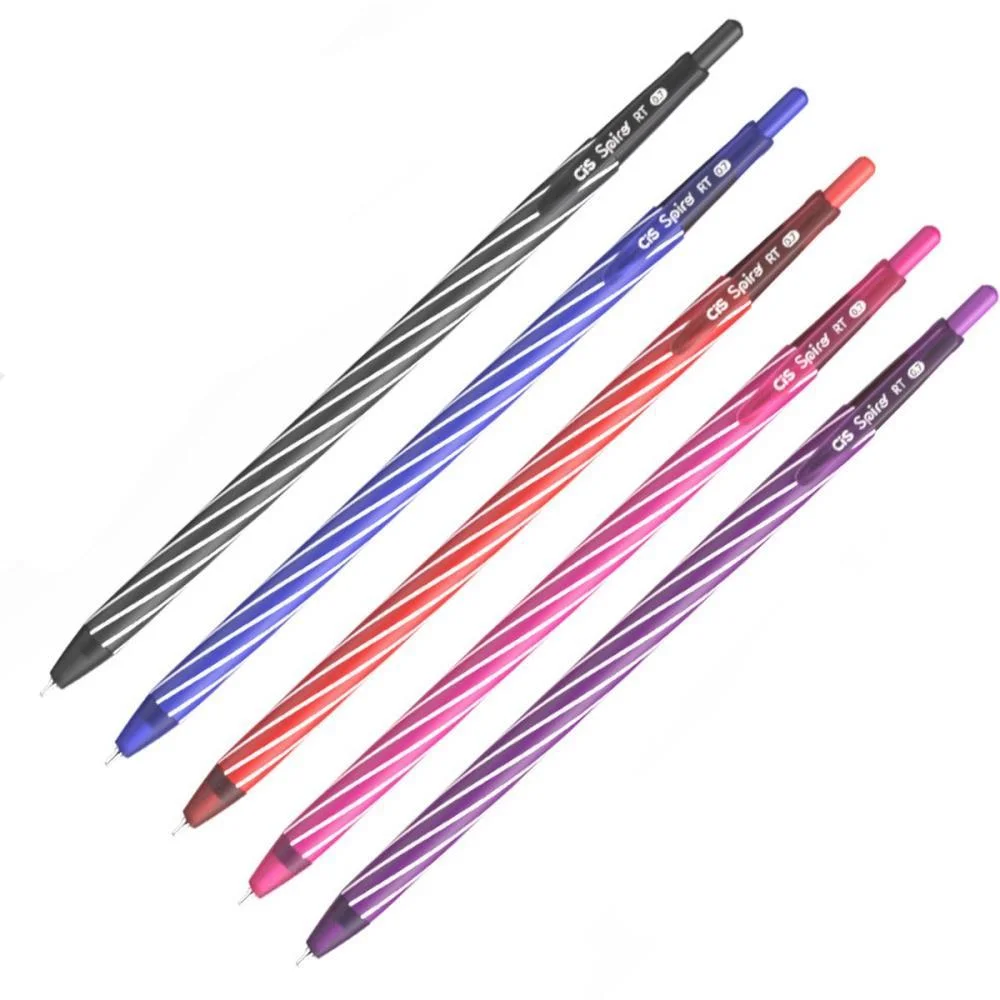 Caneta Esferografica Retratil Cis Spiro 0.7Mm 5 Cores Sertic (Estojo)