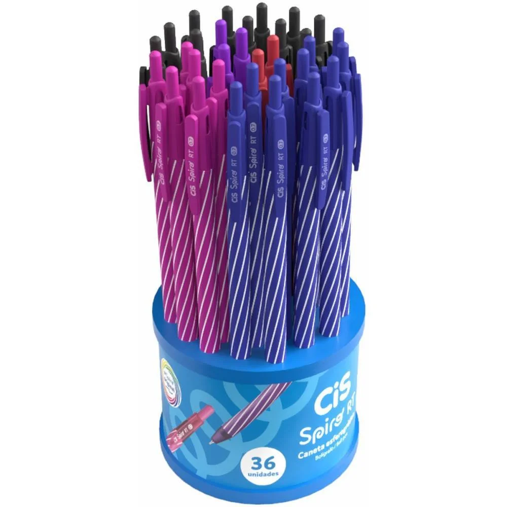 Caneta Esferografica Retratil Cis Spiro 0.7Mm Cores Sortidas Sertic C/ 36 Unidades