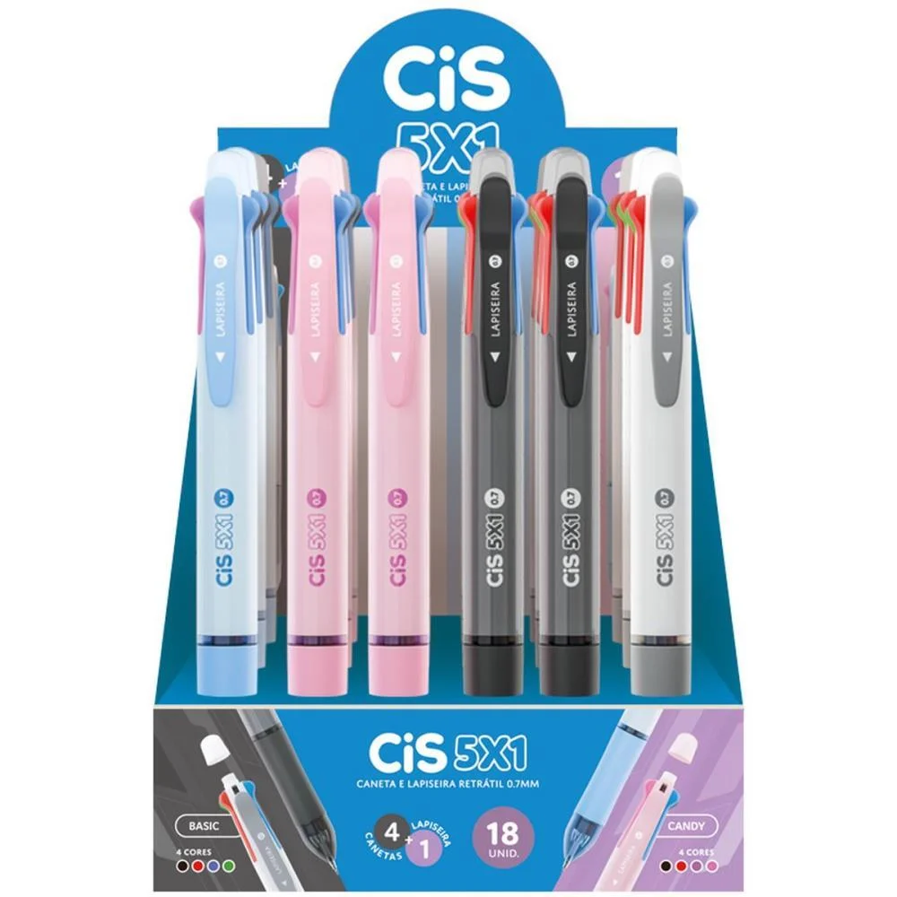 Caneta Esferografica Cis 5X1 Lap. Graf 0.7Mm (S) Sertic C/ 18 Unidades