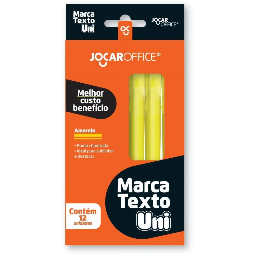 Caneta Marca Texto Jocar Uni Amarelo Leonora (Cx.c/12)
