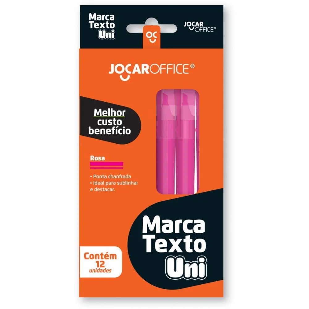 Caneta Marca Texto Jocar Uni Rosa Leonora (Cx.c/12)