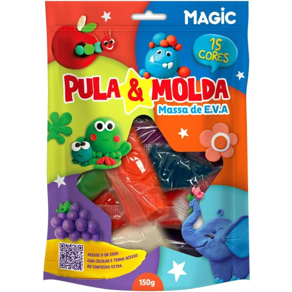 Massa Para Modelar Criativa Pula E Molda 150G Magic 15Core Magic Kids