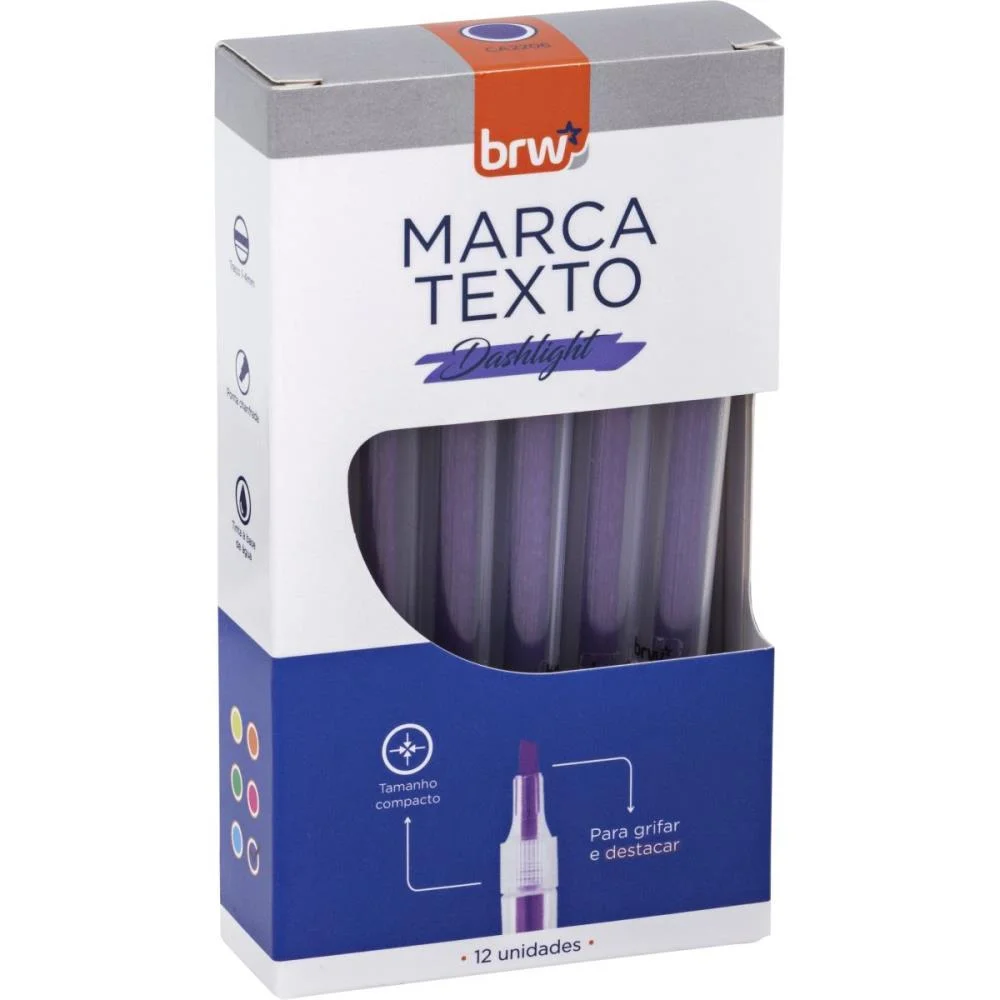 Caneta Marca Texto Dashlight Roxo Brw (Cx.c/12)