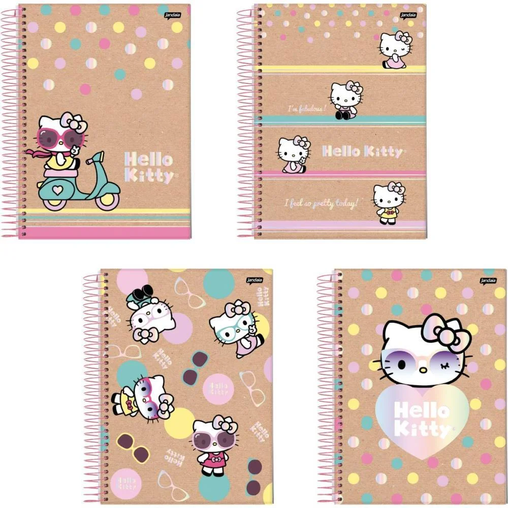 Caderno 10X1 Capa Dura Hello Kitty Kraft 160Fls. I.a Jandaia (Pct.c/04)