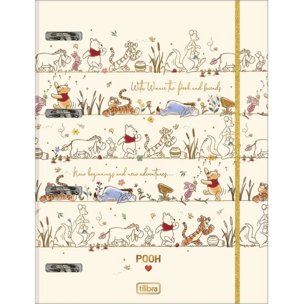 Fichario Cartonado Pooh 48Fls C/Elastico Tilibra