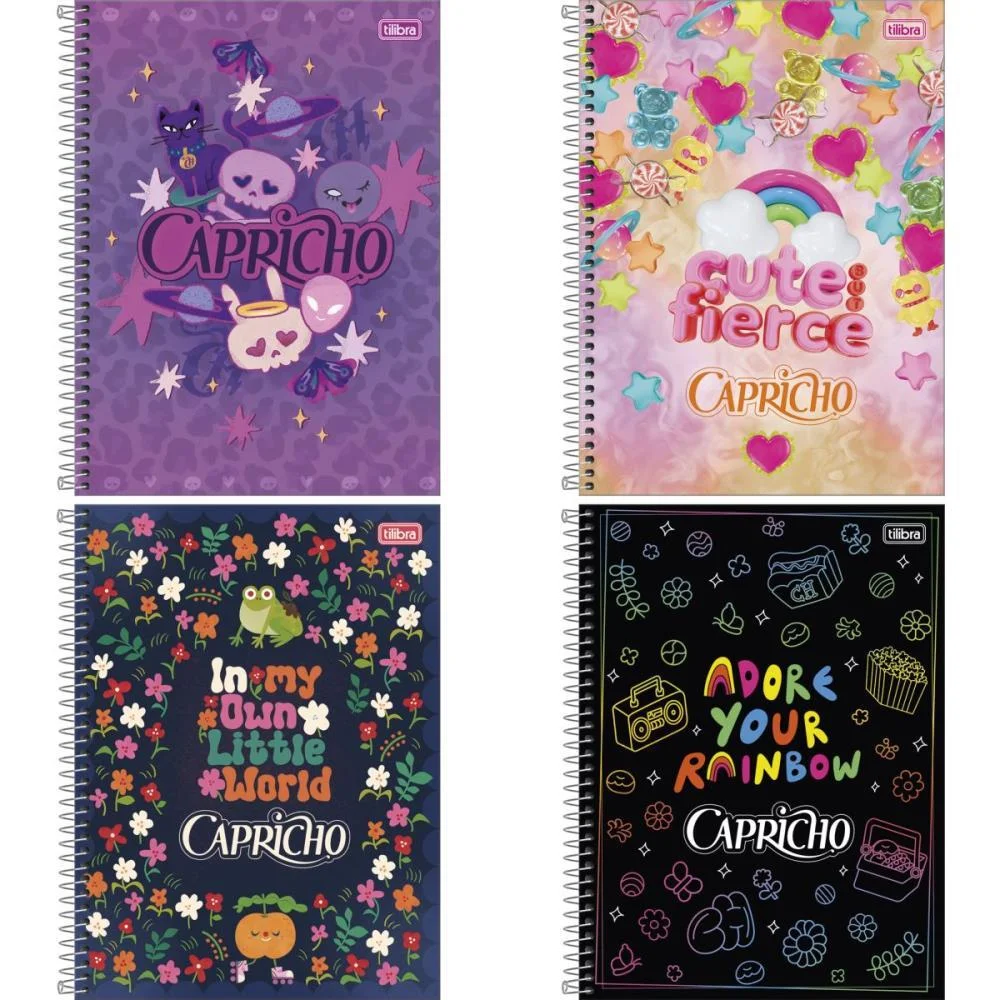 Caderno 01X1 Capa Dura Capricho 80Fls Fit Tilibra (Pct.c/04)