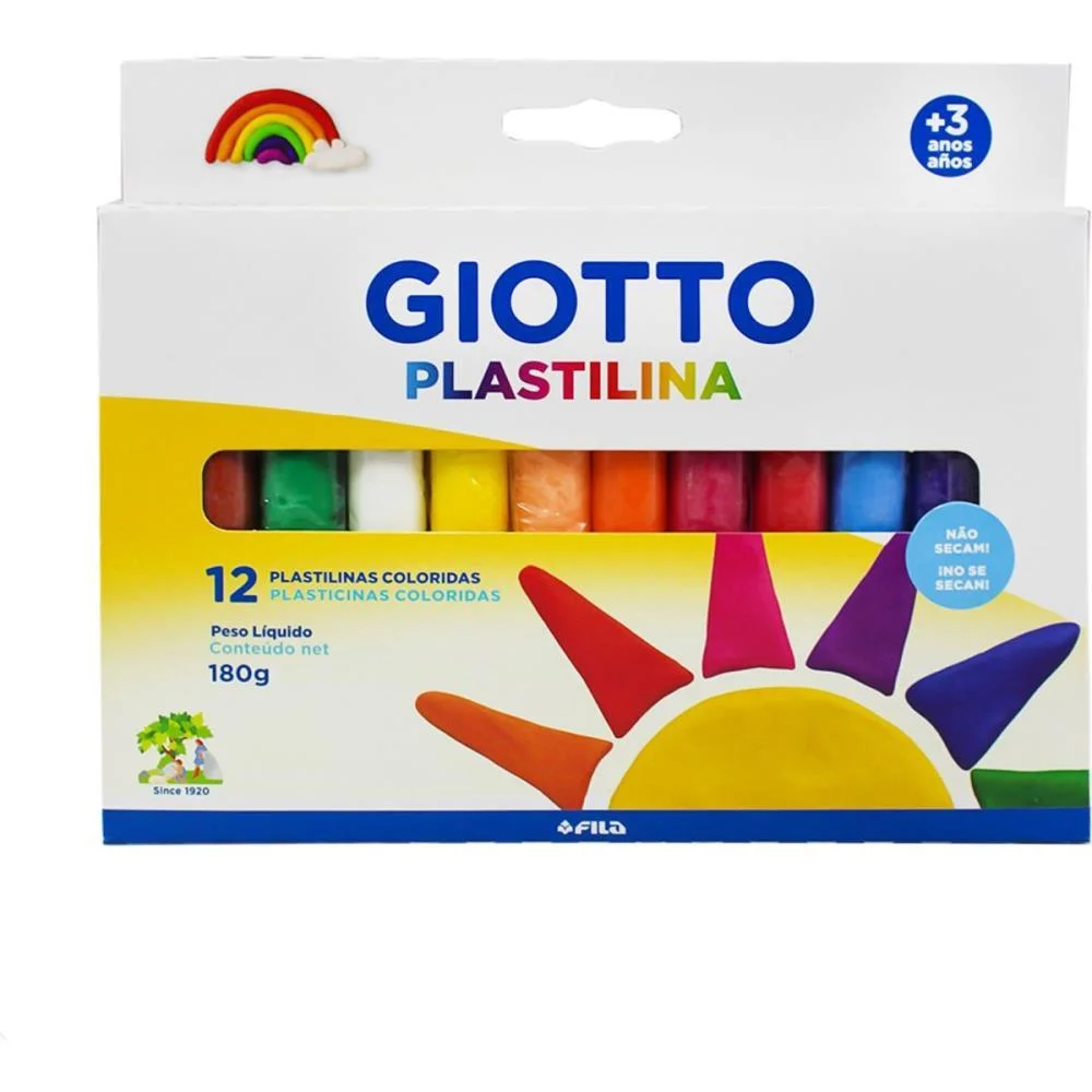 Massa Para Modelar Giotto 12Cores Plastilina 180G Canson