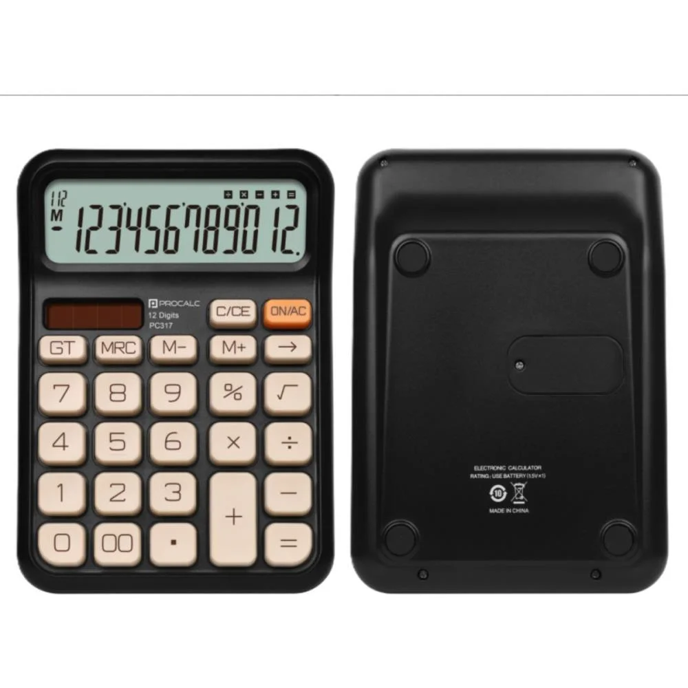 Calculadora De Mesa 12 Dig. Pt Solar/Bateria Pc317 Procalc