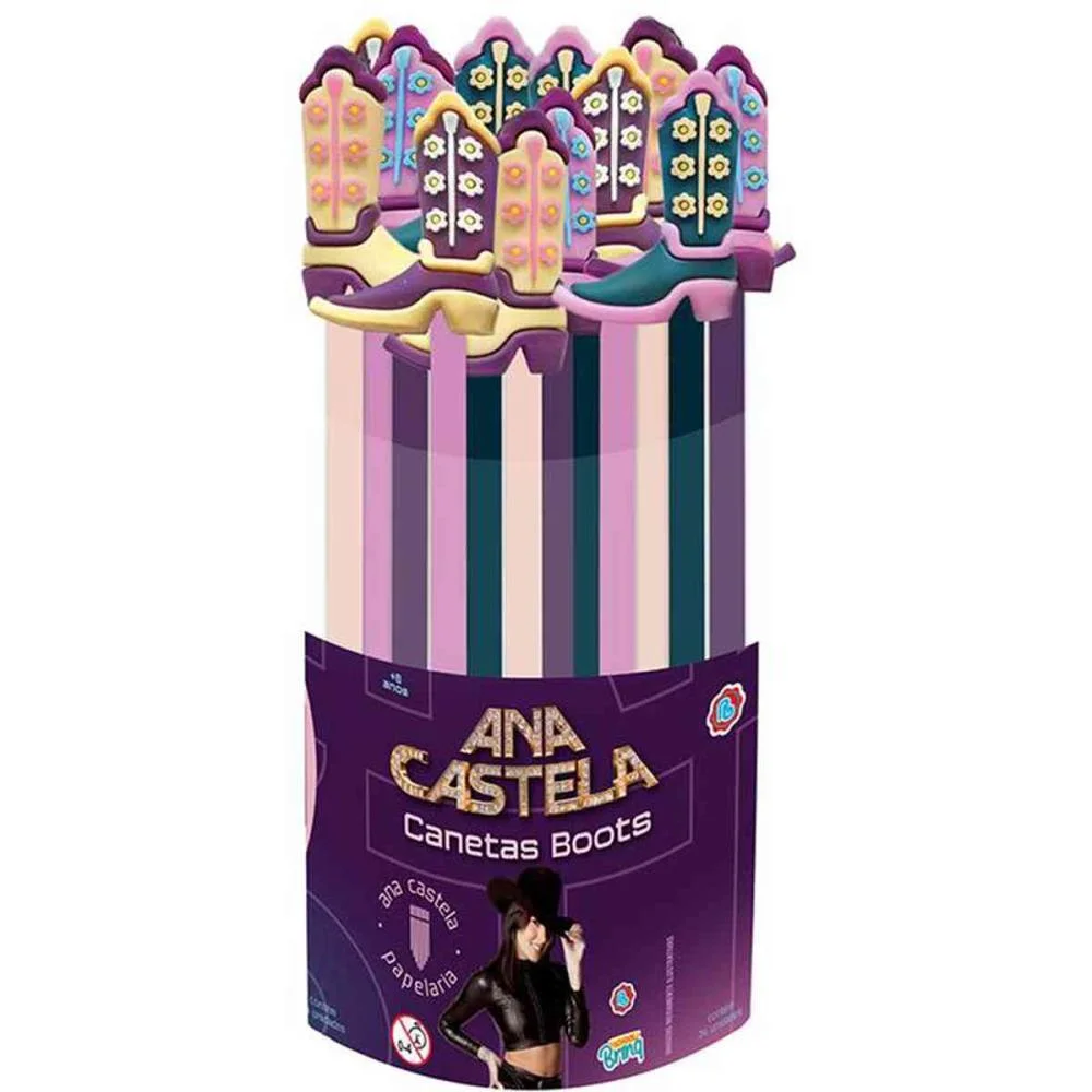 Caneta Gel Ana Castela C/Bota (S) Polibrinq C/ 24 Unidades