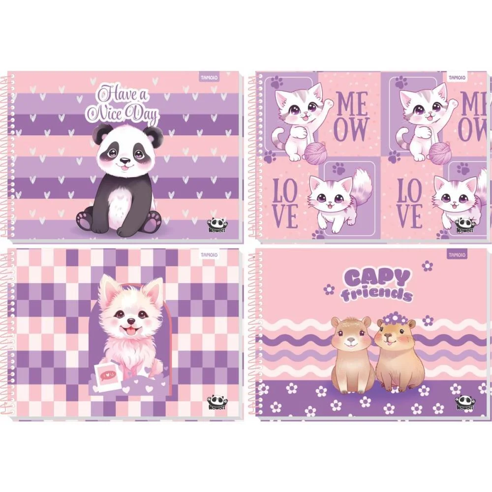 Caderno Desenho Univ Capa Dura Kawaii 48 Folhas Tamoio (Pct.c/04)