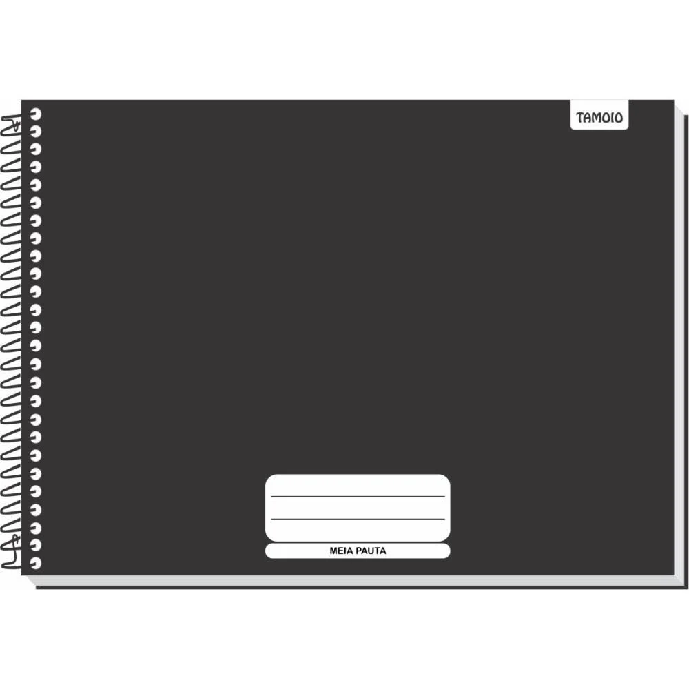 Caderno Desenho Univ Capa Dura Meia Pauta Preto Liso 96F Tamoio (Pct.c/04)