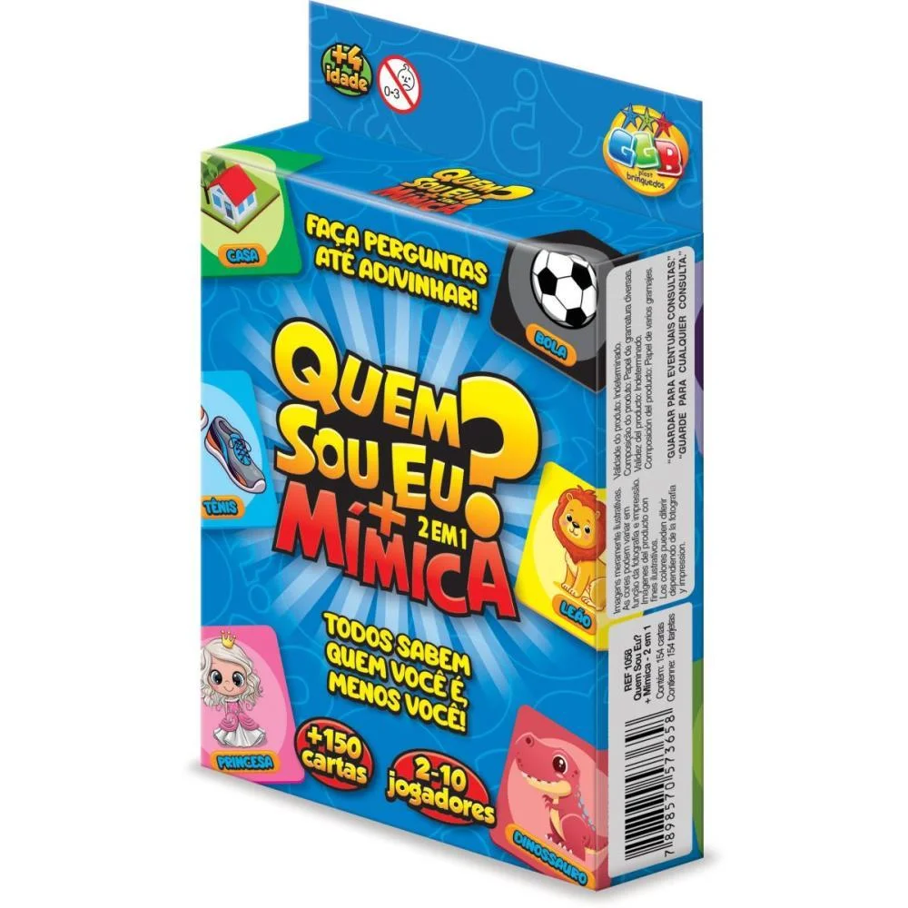 Jogo De Cartas Quem Sou Eu? Mimica 2Em1 150Ct Ggb Plast
