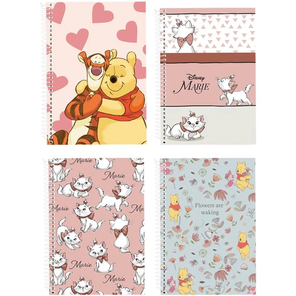 Caderno 10X1 Capa Dura Pooh E Marie 160Fls Classicos Culturama (Pct.c/03)
