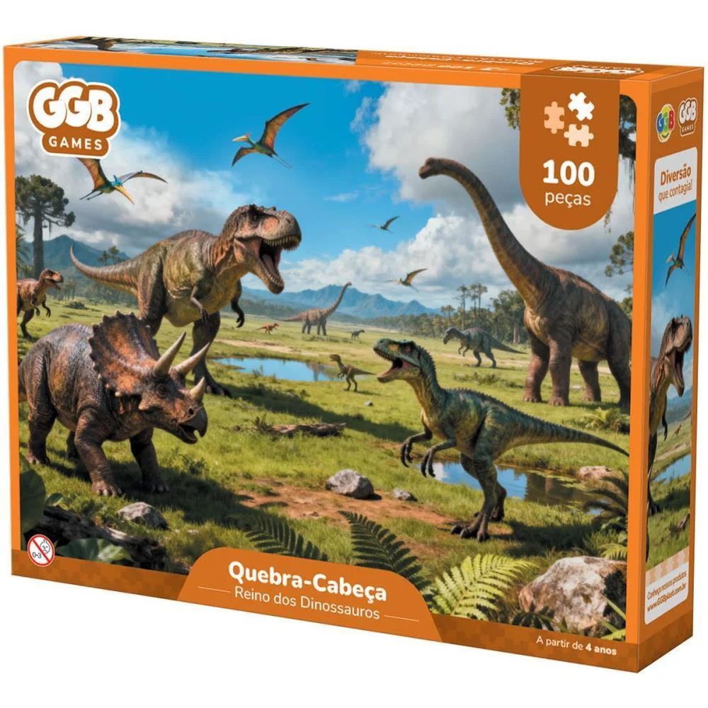 Quebra-Cabeca Cartonado Dinossauros 100Pcs Ggb Plast