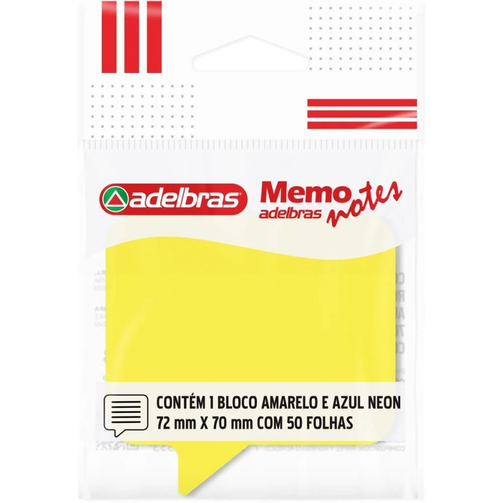 Bloco De Recado Autoadesivo Memonote Dialogo 72X70 Am/Az N Adelbras