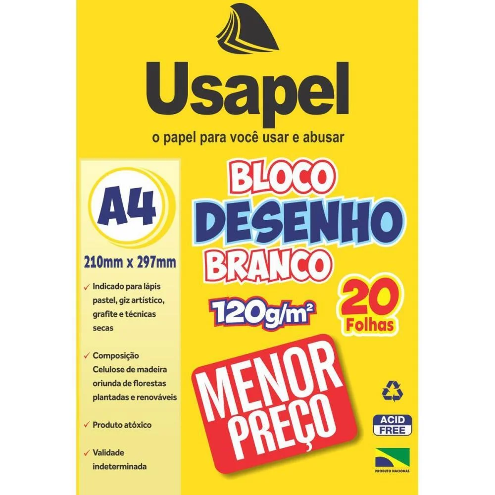 Bloco Tecnico Sem Margem Usapel Desenho A4 120G 20Fls Filiperson (Pct.c/05)
