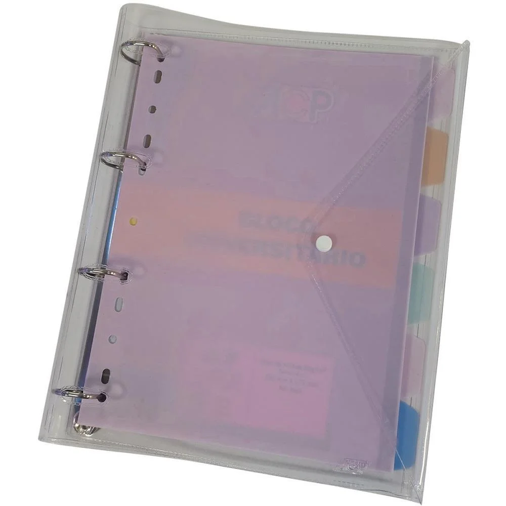 Fichario De Pvc Rosa 4 Argolas C/ Botao 96F Acp