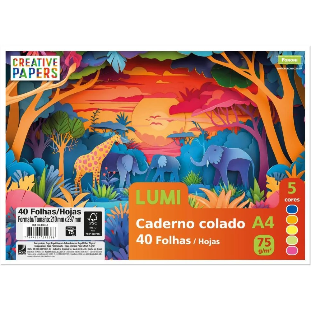 Bloco Para Educacao Artistica Creative Paper Lumi 40Fls 75G Foroni (Pct.c/05)