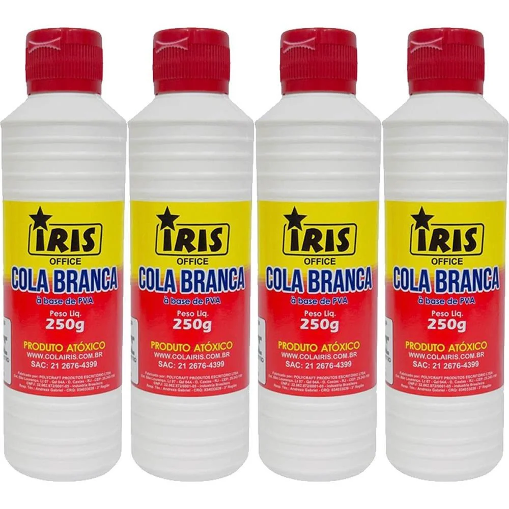 Cola Escolar Iris Branca 250G. Iris (Pct.c/04)