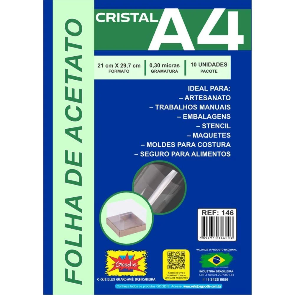 Capa Para Encadernacao A4 Acetato Lisa 0,30 Goodie (Pct.c/10)