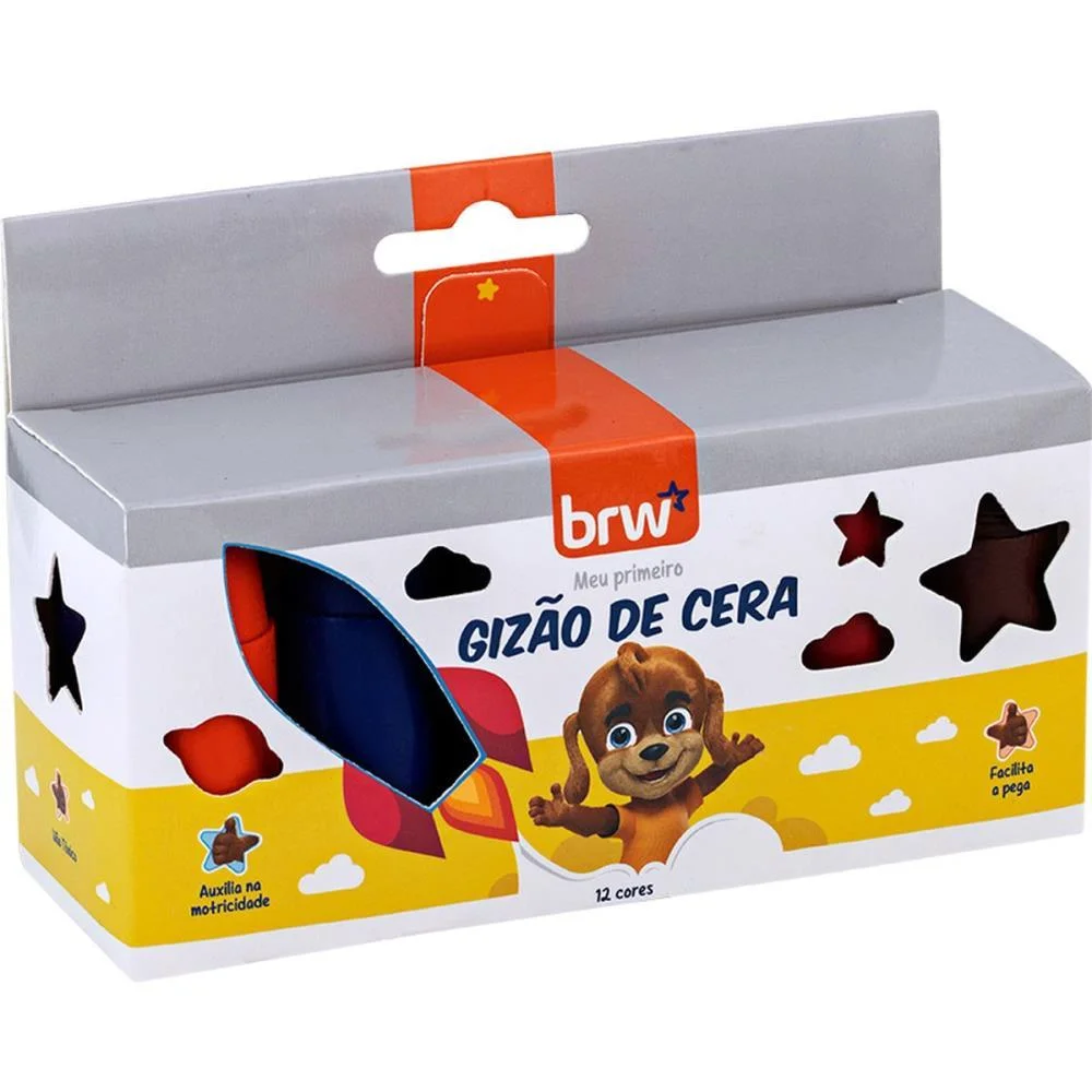 Giz De Cera Jumbo Gizao Meu 1 Giz 12 Cores Brw