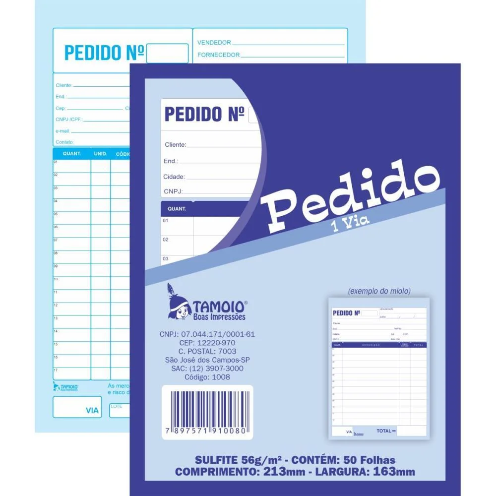 Impresso Talao De Pedido 1/18 1 Via 50 Folhas Tamoio (Pct.c/05)