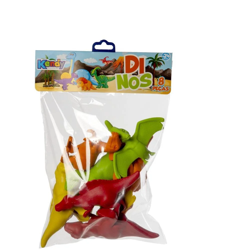 Dinossauro Dino C/08 Pecas (S) Kendy Brinquedos (Kit)