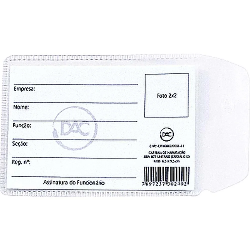 Porta Documento P/Rg C/Aba 7X10,5Cm. Dac (Pct/100)
