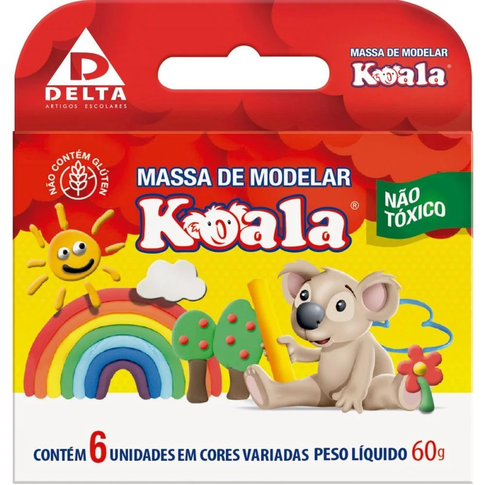 Massa Para Modelar Koala C/ 06 Cores Delta (Pct.c/12)