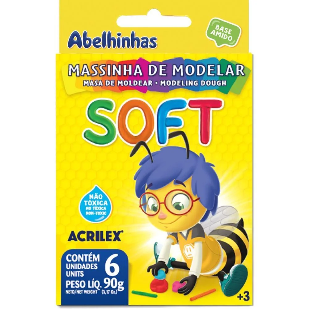 Massa Para Modelar Soft C/06 Cor.foscas Bs.amido Acrilex (Pct.c/12)