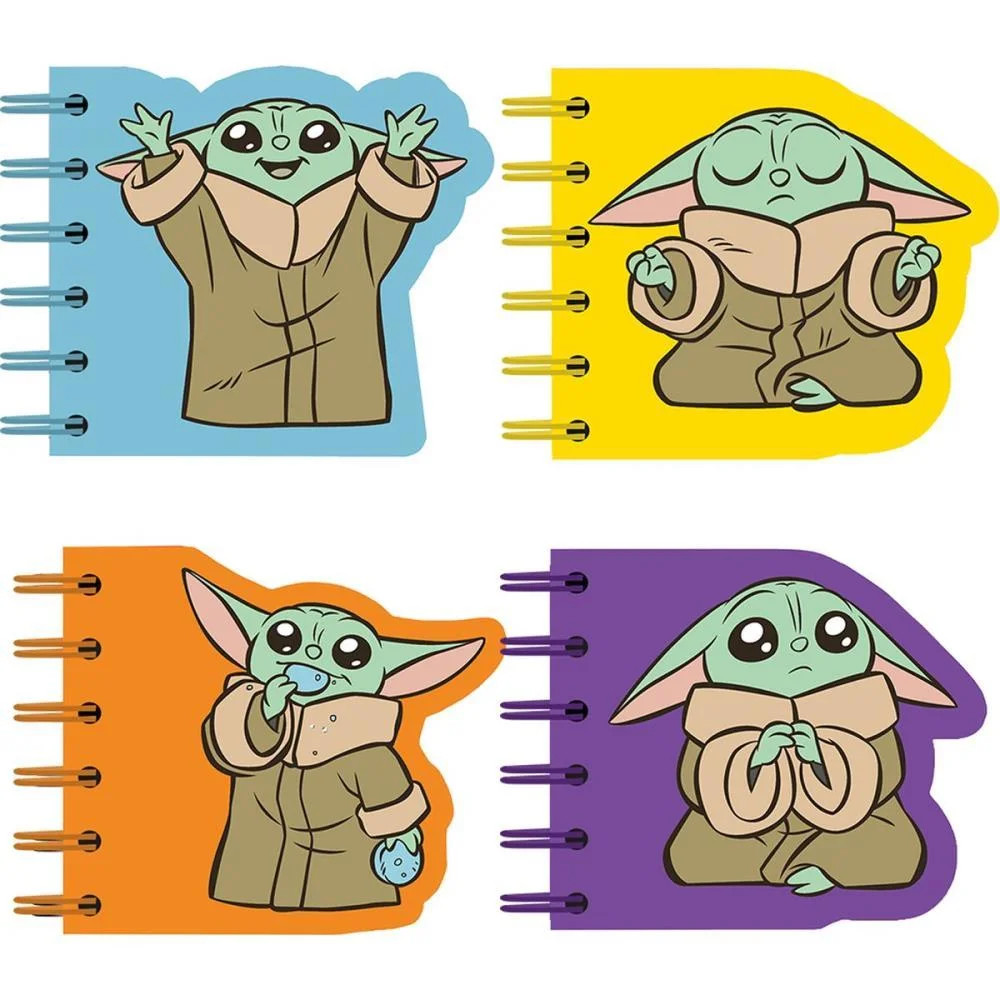 Caderneta Espiral Capa Dura Grogu Star Wars 60F Recortado Culturama Com 4 Unidades