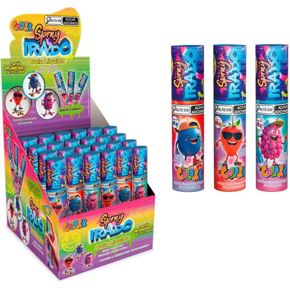 Doce Spray Irado Bala Liquida (S) Colore C/ 24 Unidades