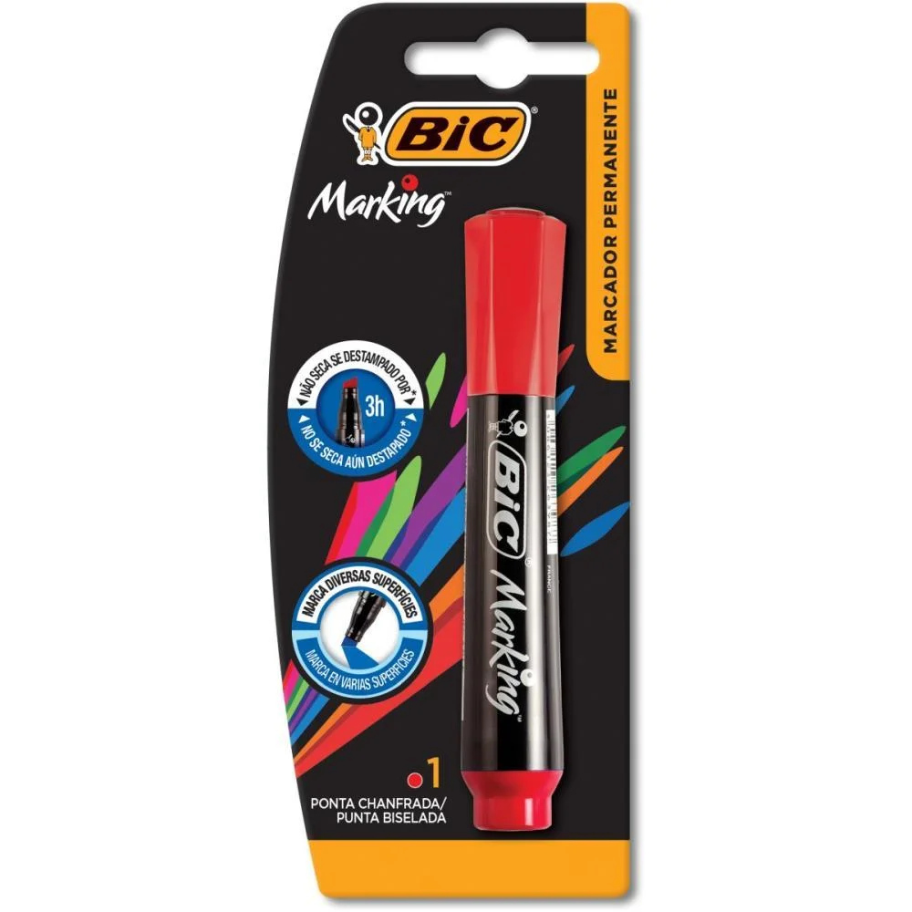 Pincel Marcador Permanente Marking Vermelho Bic (Bl.c/01)
