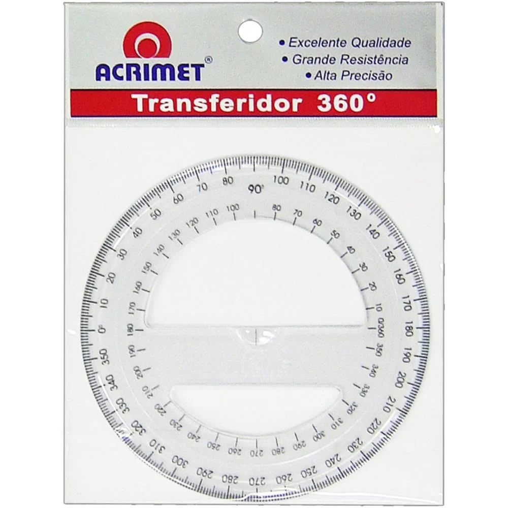 Transferidor Poliestireno 360 Graus Cristal Acrimet