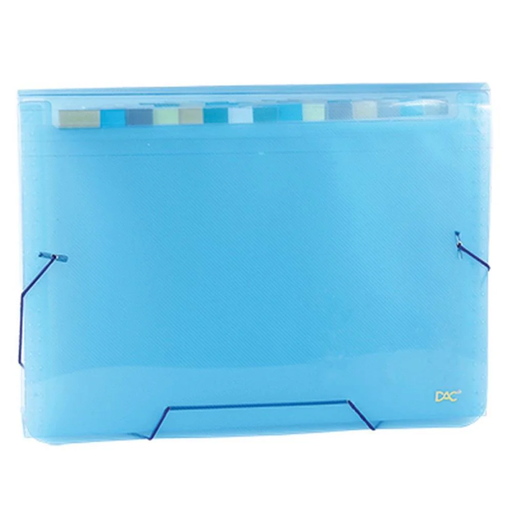 Pasta Sanfonada Plastica A4 12 Divisoes Azul Dac