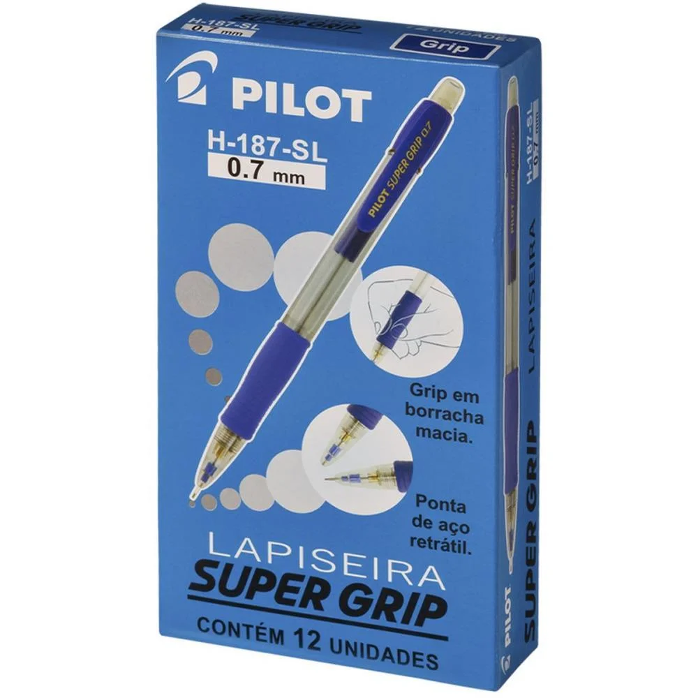 Lapiseira 0.7Mm Supergrip H-187 Azul Pilot (Cx.c/12)