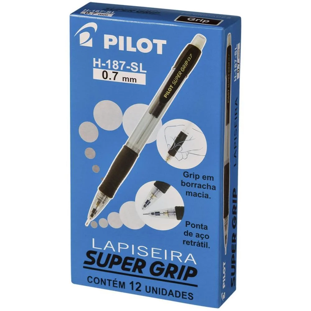 Lapiseira 0.7Mm Supergrip H-187 Preta Pilot (Cx.c/12)