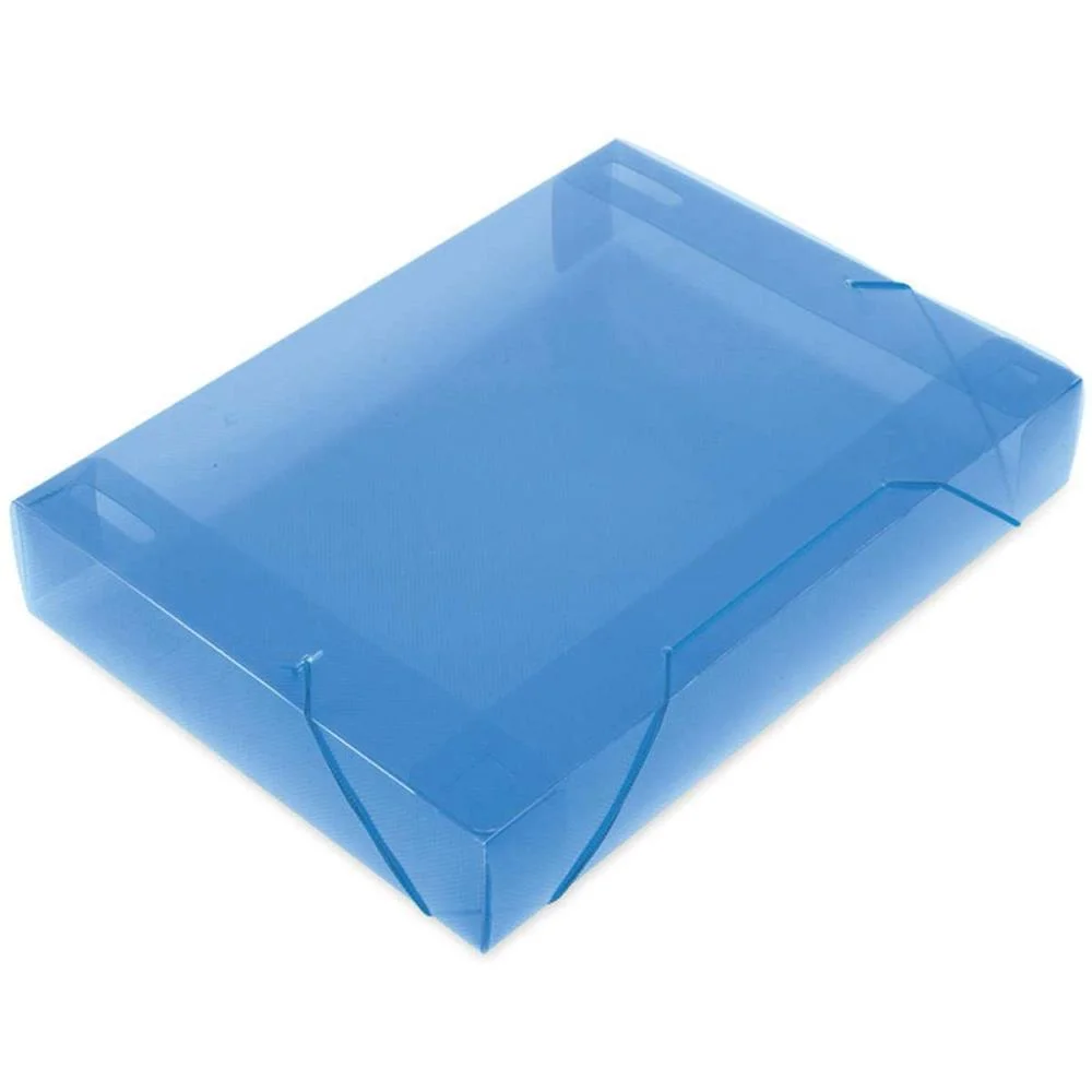 Pasta Aba Elastica Plastica Oficio 55Mm Azul Soft Polibras (Pct.c/10)