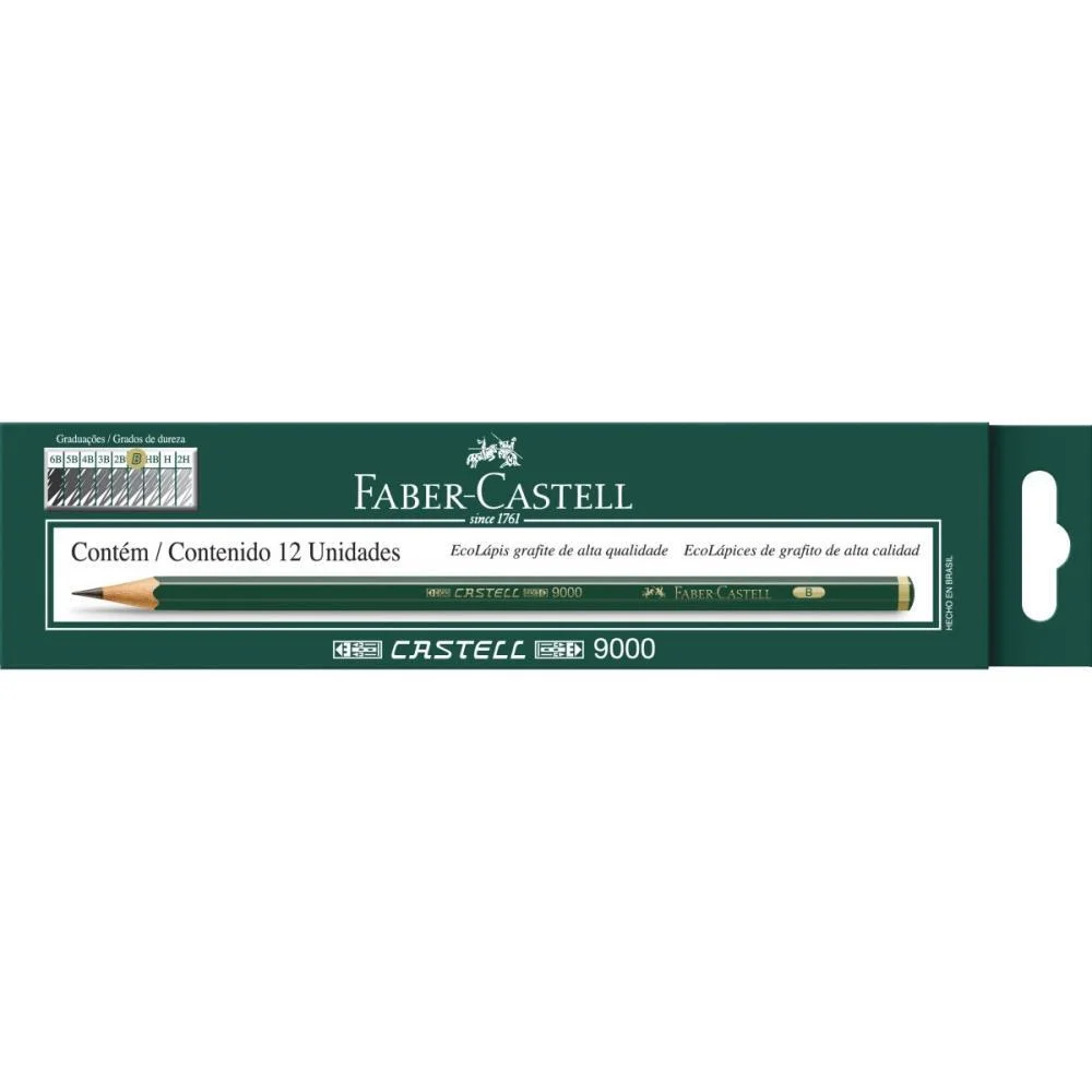 Lapis Preto Tecnico 9000 B Preto/Macio Faber-Castell (Cx.c/12)