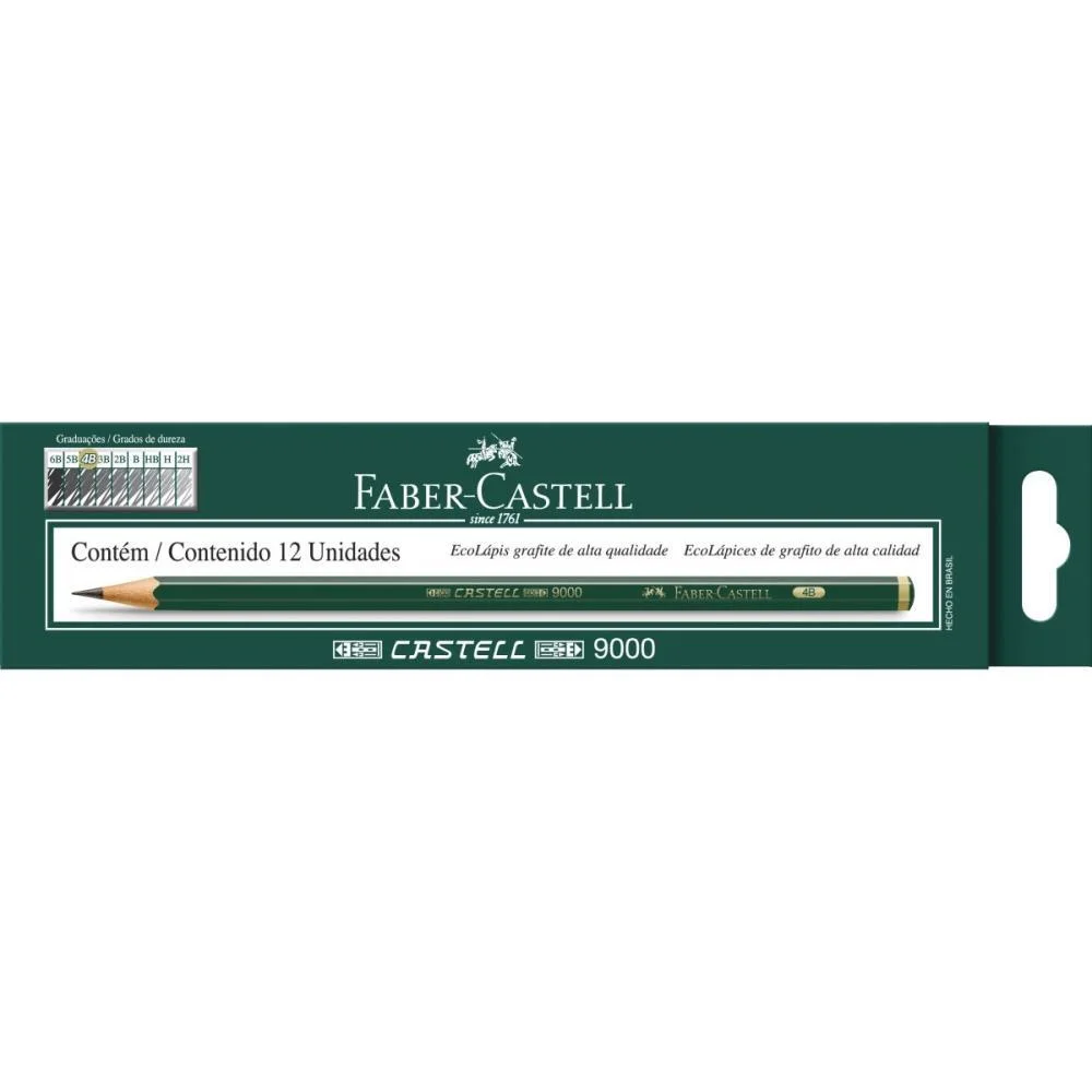 Lapis Preto Tecnico 9000 4B Preto Esc/Muito Macio Faber-Castell (Cx.c/12)
