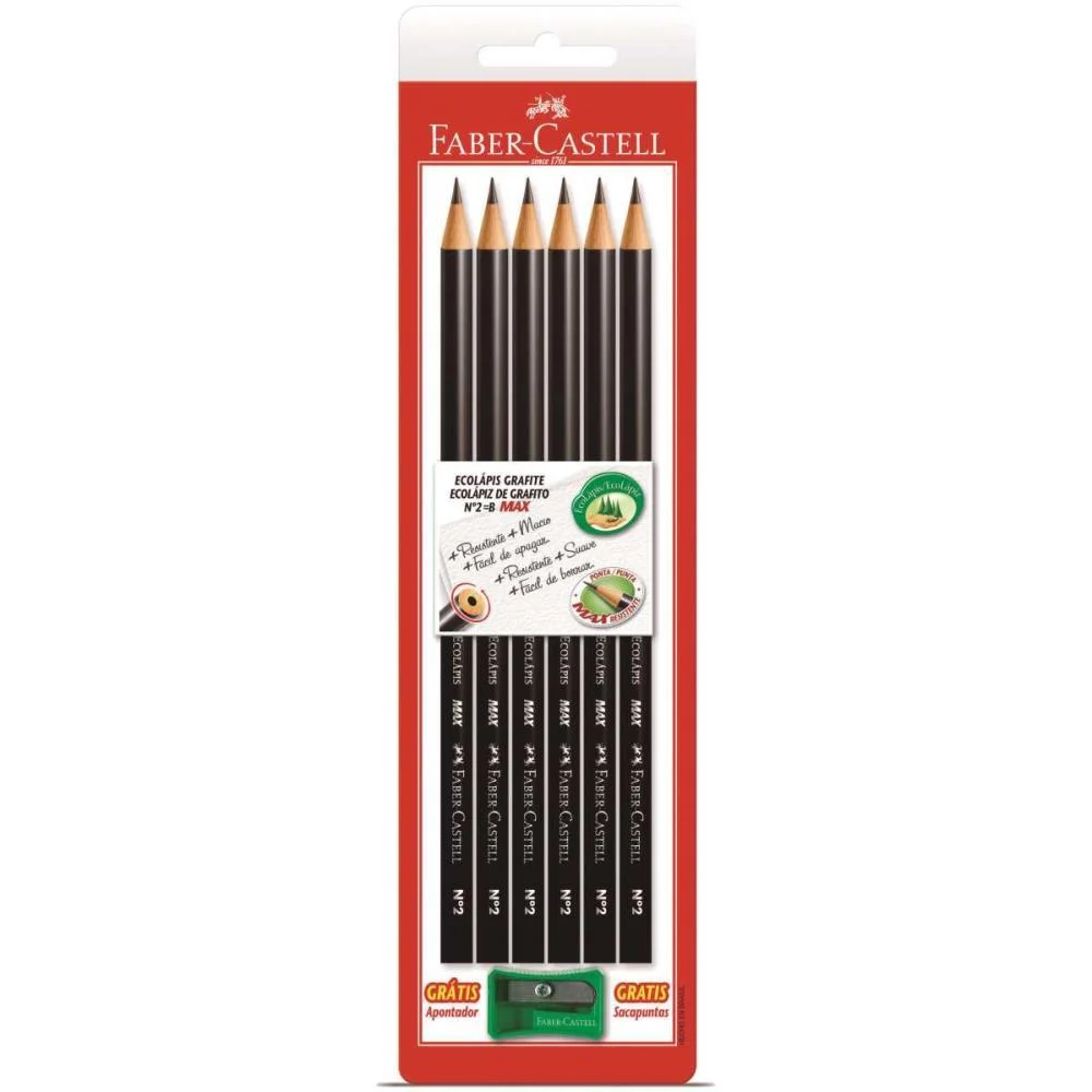 Lapis Preto Redondo 1205 Max N.2Hb Faber-Castell (Bl.c/06)