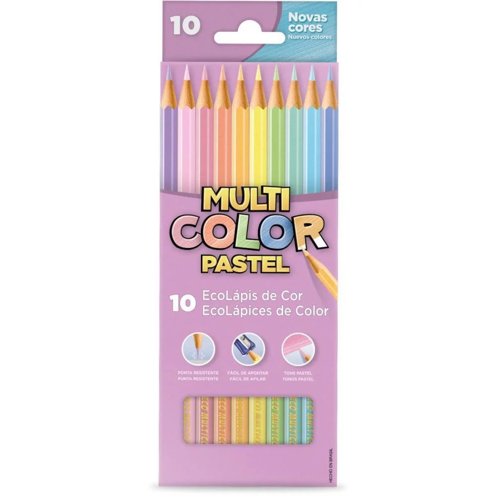 Lapis De Cor Sextavado Multicolor Eco 10 Cores Pastel Faber-Castell (Pct.c/12)