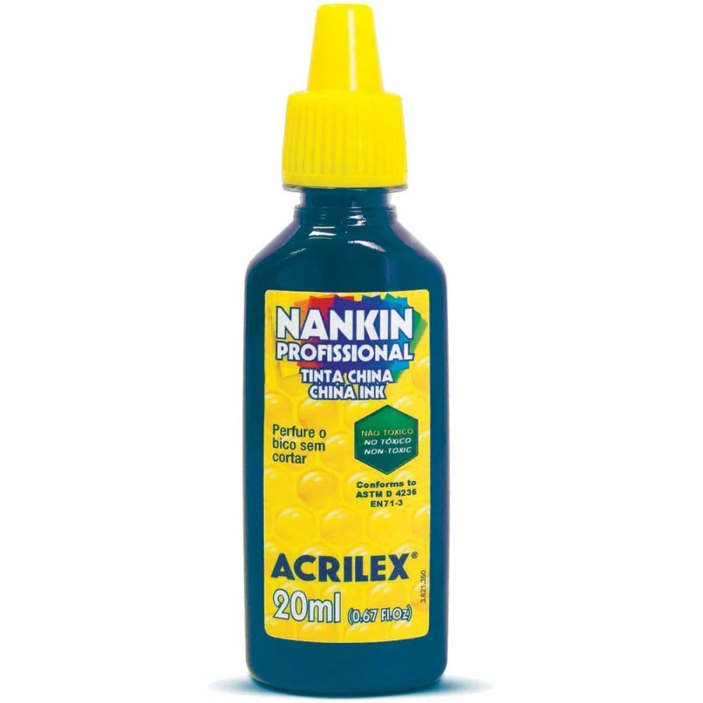 Tinta Nanquim Azul Turquesa 20Ml. Acrilex (Duzia)