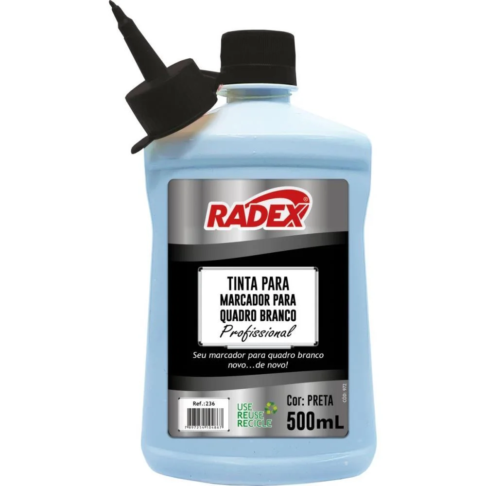 Tinta Marcador Quadro Branco Reabastecedor 500Ml Preto Radex
