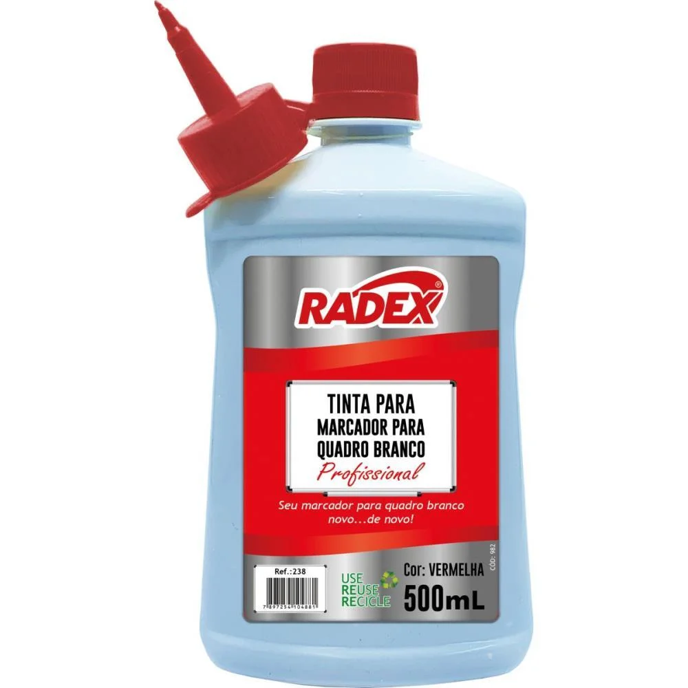 Tinta Marcador Quadro Branco Reabastecedor 500Ml Vermelho Radex
