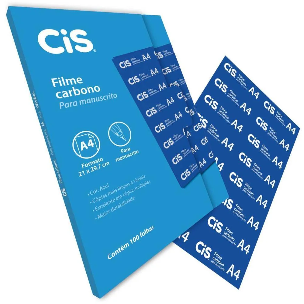 Papel Carbono Para Lapis Cis Filme Azul A-4 Sertic (Cx.c/100)