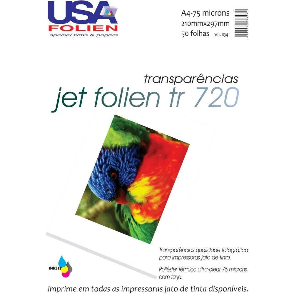 Transparencia Inkjet Jet Folien A4 75Mc Tarja Remov Usa Folien (Pct.c/50)