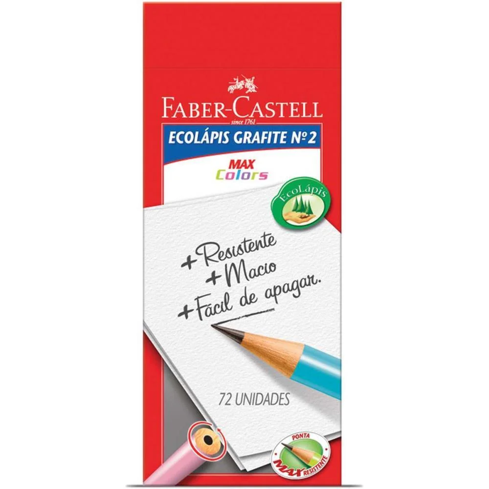 Lapis Preto Redondo Decorado Ecolapis 1205 Max Colors Faber-Castell (Cx.c/72)