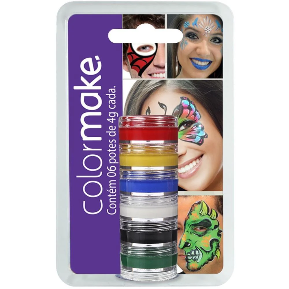 Pintura Facial Cremosa 4G. 6 Cores (S) Colormake (Cartela)